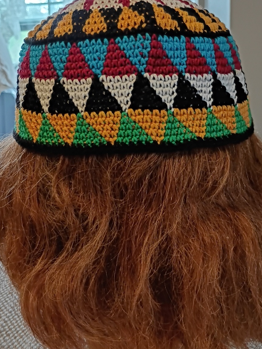 Hand-made Multicolor Geometric Beanie - Picture 4 of 8